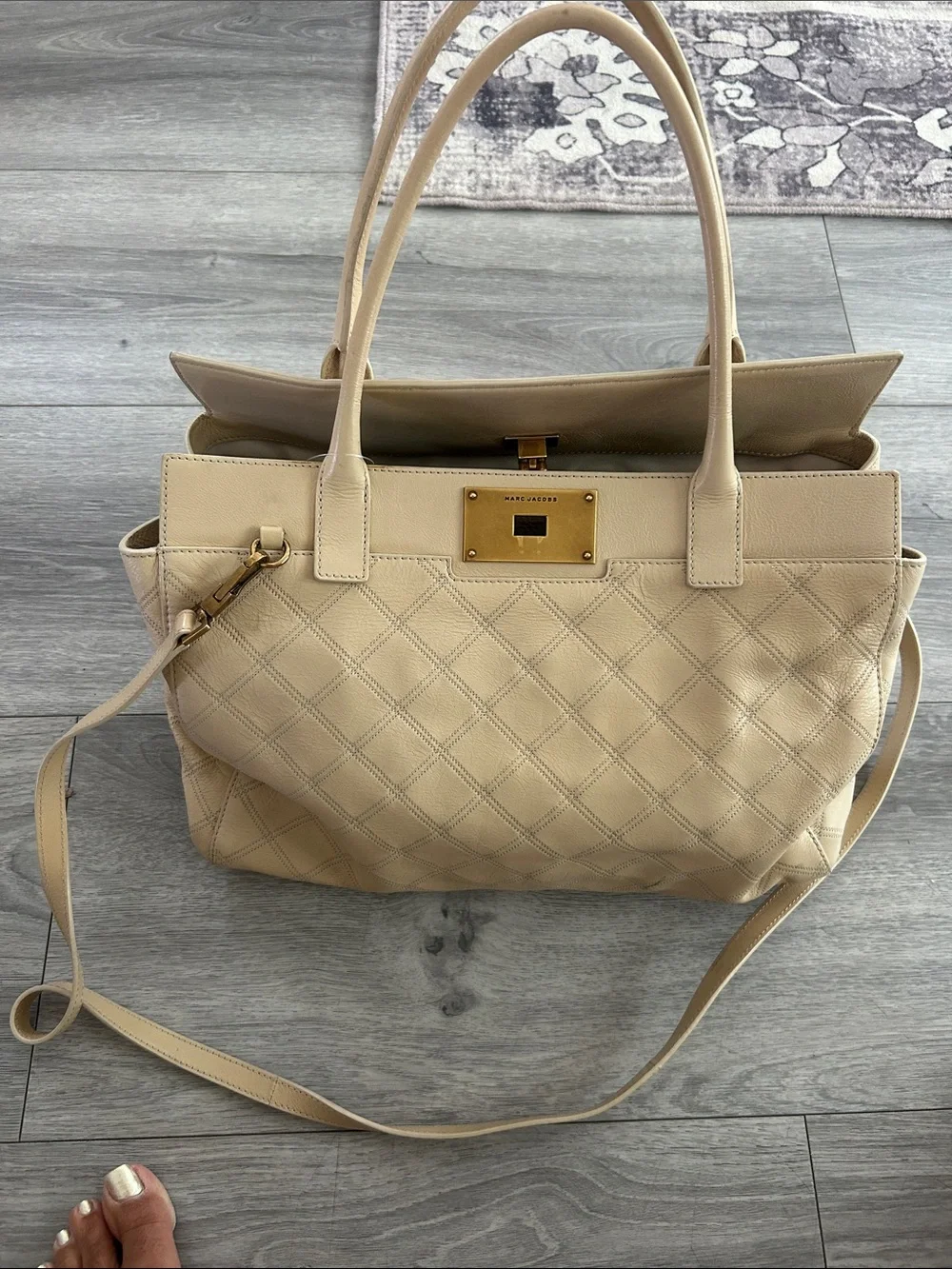 NWOT MARC JACOBS LARGE BUDDY PELLE BEIGE LEATHER VINTAGE EFFECT BAG WOMAN